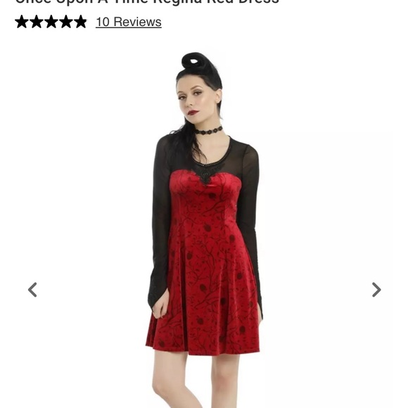 🍎“Once Upon a Time” Regina Red Velvet Apple & Vine Design Dress Hot Topic - Picture 12 of 12